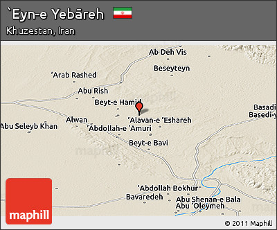 Shaded Relief Panoramic Map of `Eyn-e Yebāreh