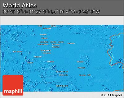 Political 3D Map of the Area around 31° 11' 6" N, 4° 10' 30" W