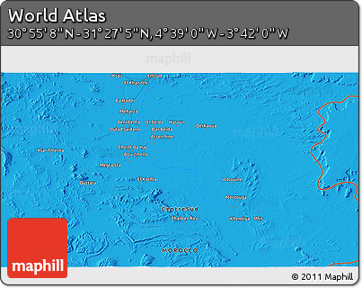 Political 3D Map of the Area around 31° 11' 6" N, 4° 10' 30" W