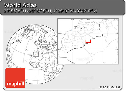 Blank Location Map of the Area around 31° 11' 6" N, 4° 10' 30" W