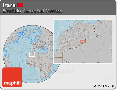 Gray Location Map of Irara, hill shading