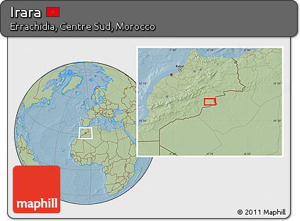 Savanna Style Location Map of Irara, hill shading