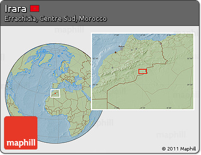 Savanna Style Location Map of Irara, hill shading