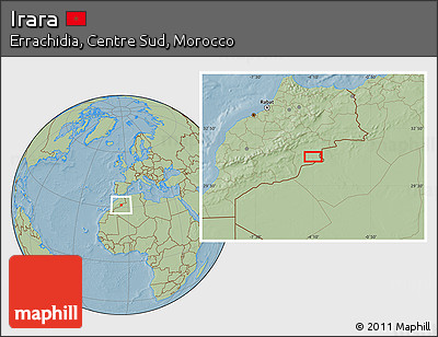Savanna Style Location Map of Irara, hill shading