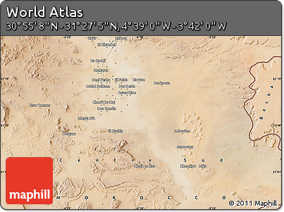 Satellite Map of the Area around 31° 11' 6" N, 4° 10' 30" W