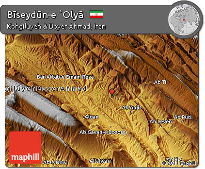 Physical 3D Map of Bīseydūn-e `Olyā