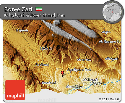 Physical 3D Map of Bon-e Zarī