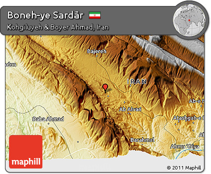 Physical 3D Map of Boneh-ye Sardār