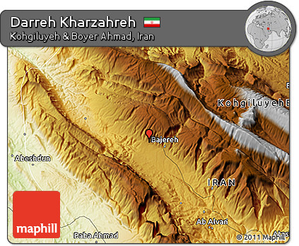 Physical 3D Map of Darreh Kharzahreh