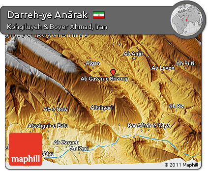Physical 3D Map of Darreh-ye Anārak