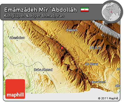 Physical 3D Map of Emāmzādeh Mīr `Abdollāh
