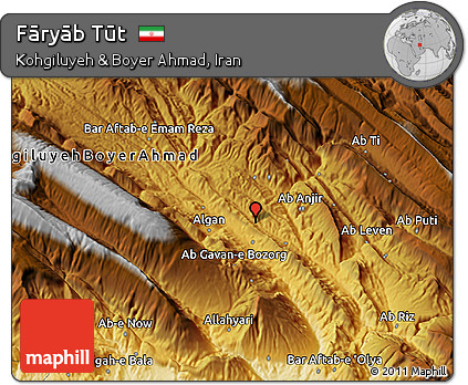 Physical 3D Map of Fāryāb Tūt