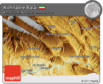 Physical 3D Map of Kohnāb-e Bālā