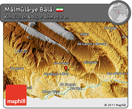 Physical 3D Map of Mālmūlā-ye Bālā