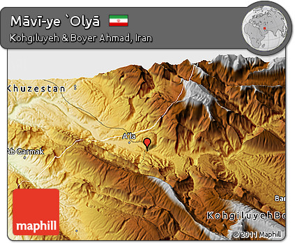 Physical 3D Map of Māvī-ye `Olyā