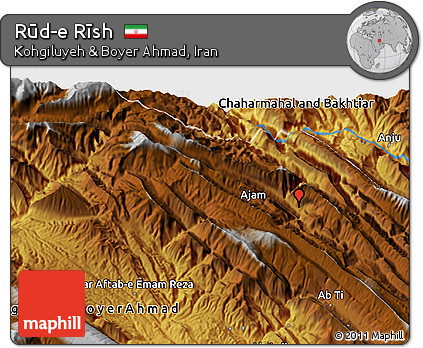 Physical 3D Map of Rūd-e Rīsh