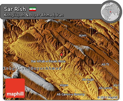 Physical 3D Map of Sar Rīsh