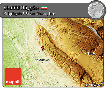 Physical 3D Map of Shahīd Rāygān
