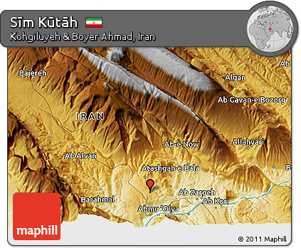 Physical 3D Map of Sīm Kūtāh