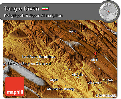 Physical 3D Map of Tang-e Dīvān