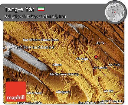 Physical 3D Map of Tang-e Yār