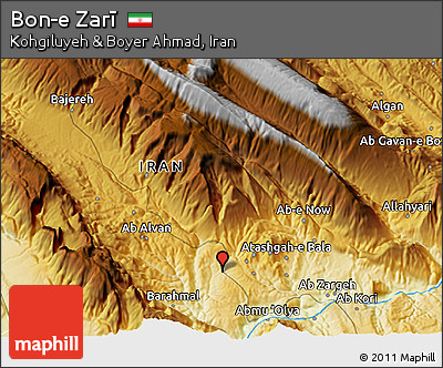 Physical 3D Map of Bon-e Zarī