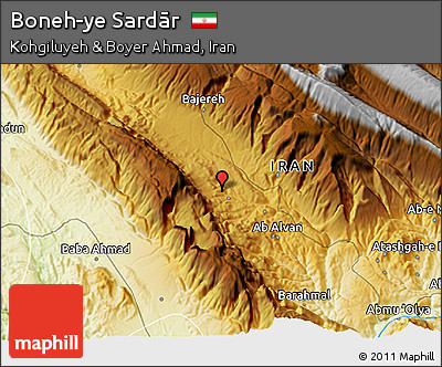 Physical 3D Map of Boneh-ye Sardār
