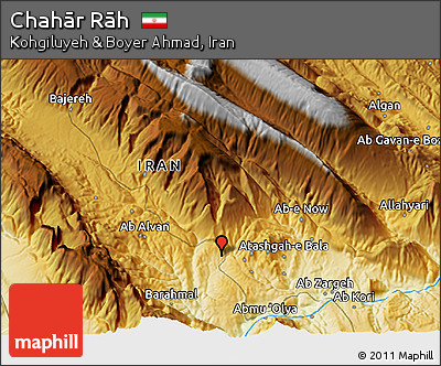 Physical 3D Map of Chahār Rāh