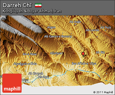 Physical 3D Map of Darreh Chī
