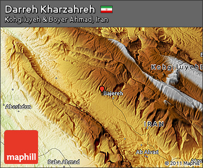 Physical 3D Map of Darreh Kharzahreh