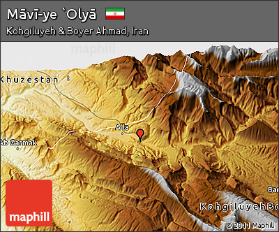 Physical 3D Map of Māvī-ye `Olyā
