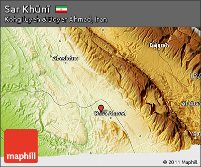 Physical 3D Map of Sar Khūnī