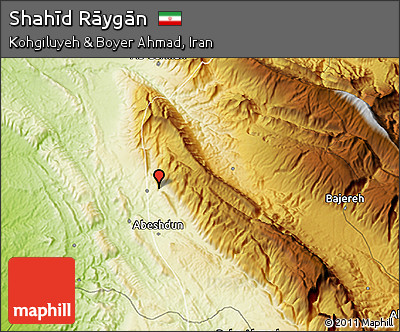 Physical 3D Map of Shahīd Rāygān