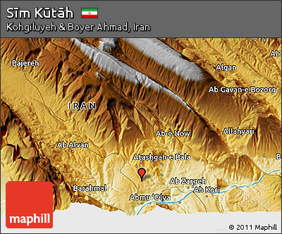 Physical 3D Map of Sīm Kūtāh