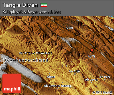 Physical 3D Map of Tang-e Dīvān