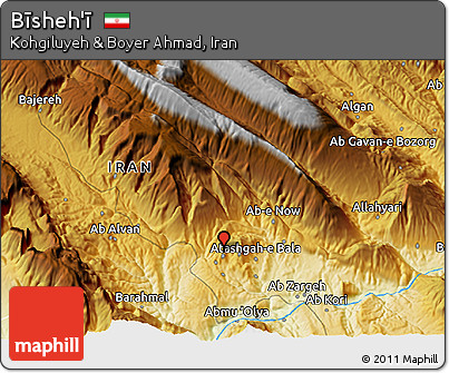 Physical 3D Map of Bīsheh'ī