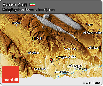 Physical 3D Map of Bon-e Zarī