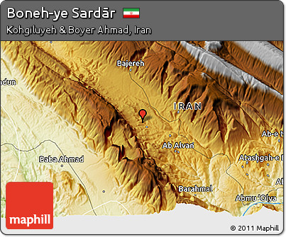 Physical 3D Map of Boneh-ye Sardār