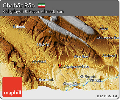 Physical 3D Map of Chahār Rāh