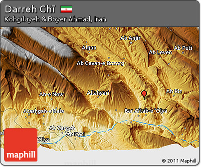 Physical 3D Map of Darreh Chī