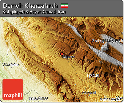 Physical 3D Map of Darreh Kharzahreh