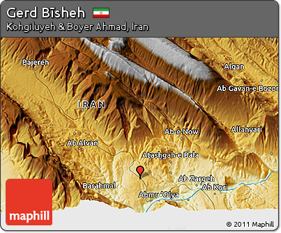 Physical 3D Map of Gerd Bīsheh