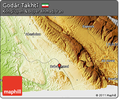 Physical 3D Map of Godār Takhtī