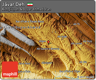 Physical 3D Map of Jāvar Deh