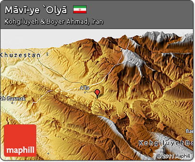 Physical 3D Map of Māvī-ye `Olyā