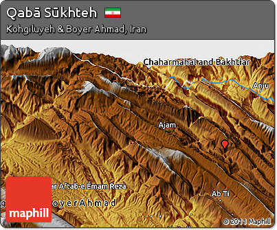 Physical 3D Map of Qabā Sūkhteh