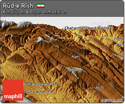 Physical 3D Map of Rūd-e Rīsh