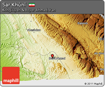 Physical 3D Map of Sar Khūnī