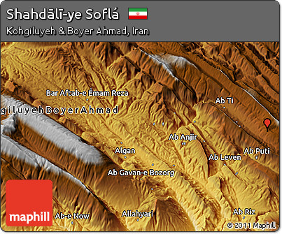 Physical 3D Map of Shahdālī-ye Soflá