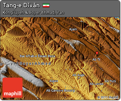 Physical 3D Map of Tang-e Dīvān